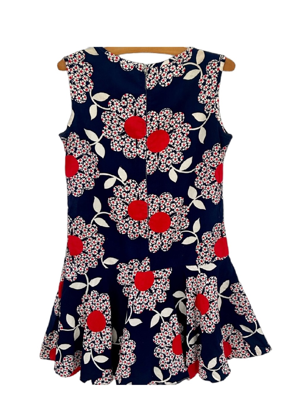 Vintage 60s 70s Handmade Floral Romper Dress Mod Daisy Print Medium